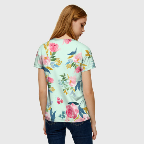 Женская футболка 3D Цветы, цвет 3D печать - фото 4
