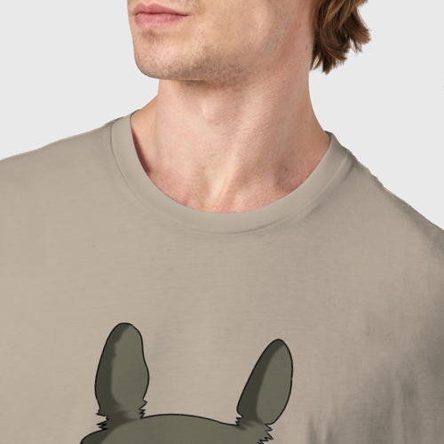 Мужская футболка хлопок Тоторо с прозрачным пузиком, цвет миндальный - фото 6