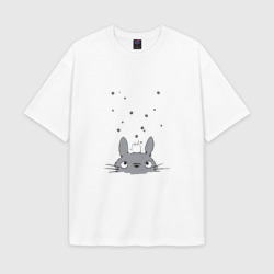 Мужская футболка Oversize хлопок texturе Любопытный Тоторо и Сажа