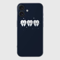 Чехол для iPhone 16 силиконовый с защитой камеры Зубы