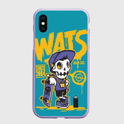 Чехол для iPhone XS Max матовый Граффити Wats череп в кепке