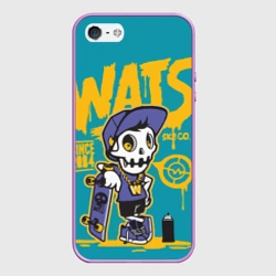 Чехол для iPhone 5/5S матовый Граффити Wats череп в кепке