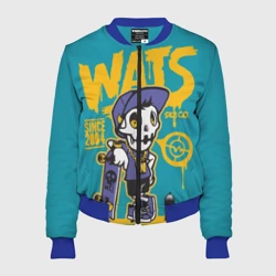 Женский бомбер 3D Граффити Wats череп в кепке