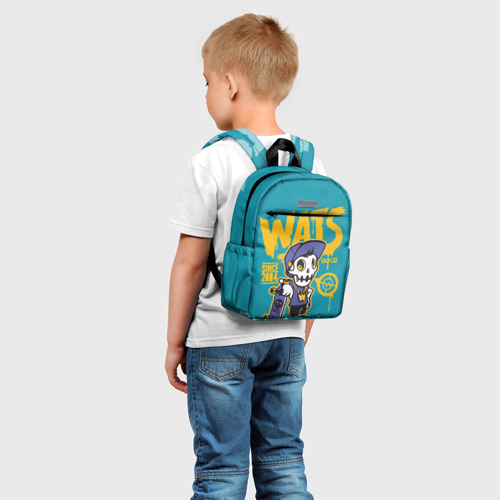 Детский рюкзак 3D с принтом Граффити Wats (череп в кепке), фото на моделе #1