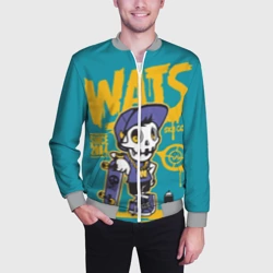 Мужской бомбер 3D Граффити Wats череп в кепке - фото 2