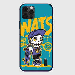 Чехол для iPhone 12 Pro Граффити Wats череп в кепке