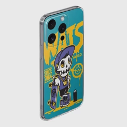 Чехол для iPhone 15 Pro силиконовый с защитой камеры Граффити Wats череп в кепке - фото 2