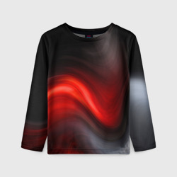 Детский лонгслив 3D Black red waves абстракция