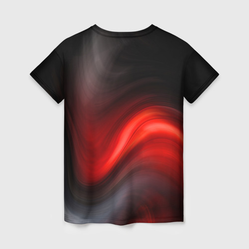 Женская футболка 3D с принтом BLACK RED WAVES | АБСТРАКЦИЯ, вид сзади #1