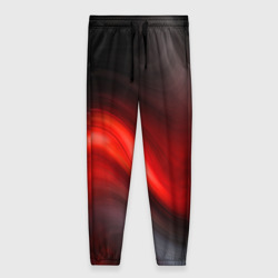 Женские брюки 3D Black red waves абстракция