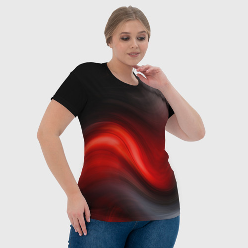 Женская футболка 3D с принтом BLACK RED WAVES | АБСТРАКЦИЯ, фото #4
