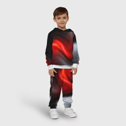 Детский костюм с толстовкой 3D Black red waves абстракция - фото 2