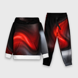 Детский костюм с толстовкой 3D Black red waves абстракция