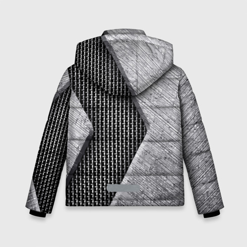Зимняя куртка для мальчиков 3D с принтом BMW - emblem - metal - texture, вид сзади #1
