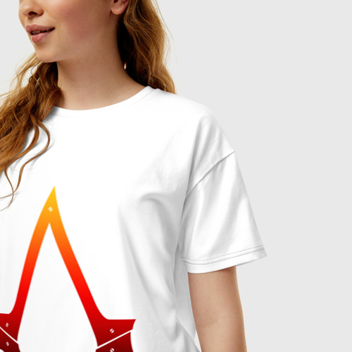 Женская футболка хлопок Oversize Assassins Creed, цвет белый - фото 3