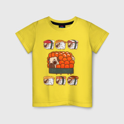 Детская футболка хлопок Мопс и роллы