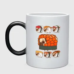 Кружка хамелеон Мопс и роллы
