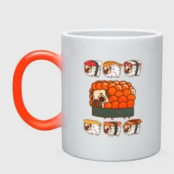 Кружка хамелеон Мопс и роллы