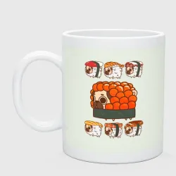 Кружка керамическая Мопс и роллы