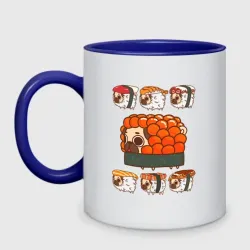Кружка двухцветная Мопс и роллы