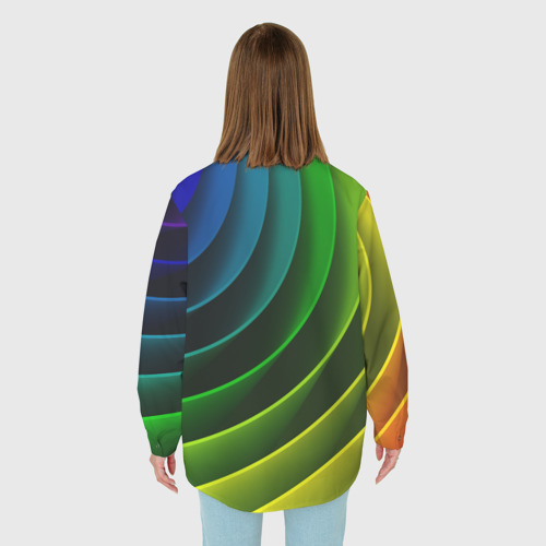 Женская рубашка oversize 3D с принтом Color vanguard texture, вид сзади #2