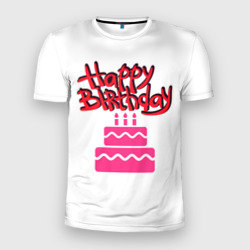 Мужская футболка 3D Slim Happy Birth Day