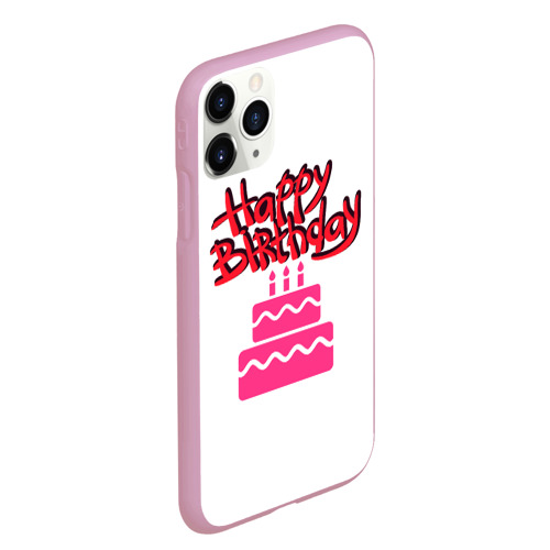 Чехол для iPhone 11 Pro Max матовый Happy Birth Day, цвет розовый - фото 3