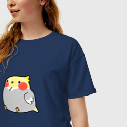 Женская футболка хлопок Oversize Пухлый попугайчик - фото 2