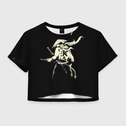 Женская футболка Crop-top 3D Лик самурая samurai