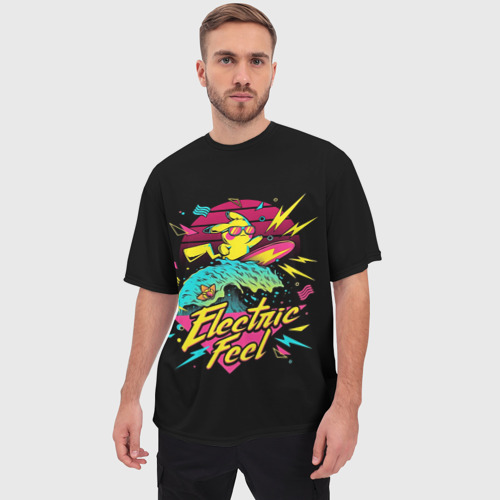 Мужская футболка oversize 3D Electric Feel, цвет 3D печать - фото 3