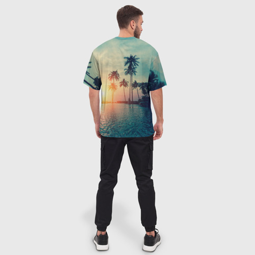 Мужская футболка oversize 3D Пальмы, цвет 3D печать - фото 4
