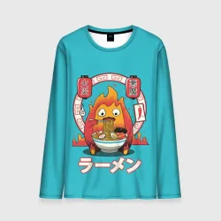 Мужской лонгслив 3D Calcifer & ramen