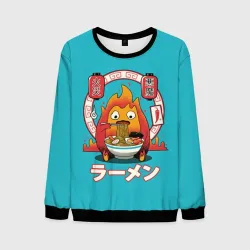 Мужской свитшот 3D Calcifer & ramen