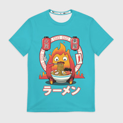 Мужская футболка 3D Calcifer & ramen