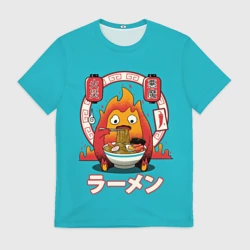 Мужская футболка 3D Calcifer & ramen