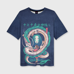 Женская футболка oversize 3D Каонаси между Тихиро и Хаку,