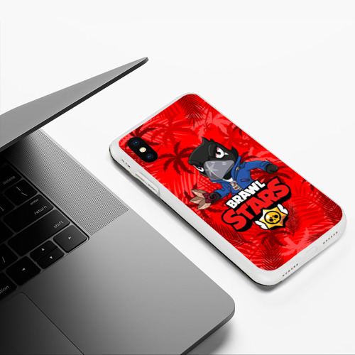 Чехол для iPhone XS Max матовый BRAWL STARS CROW | ВОРОН, цвет белый - фото 5