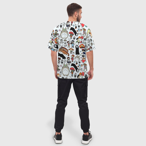 Мужская футболка oversize 3D Персонажи Миядзаки паттерн, цвет 3D печать - фото 4