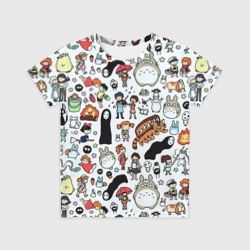 Детская футболка 3D Персонажи Миядзаки паттерн
