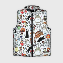 Женский жилет утепленный 3D Персонажи Миядзаки паттерн