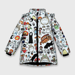 Зимняя куртка для девочек 3D Персонажи Миядзаки паттерн