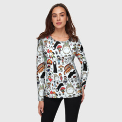 Женский лонгслив 3D Персонажи Миядзаки паттерн - фото 2