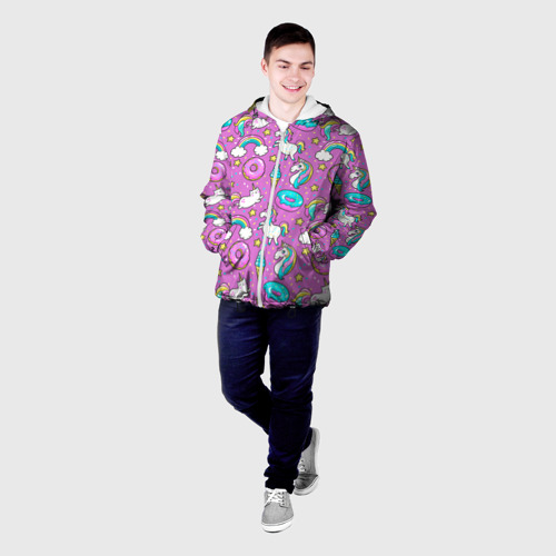 Мужская куртка 3D с принтом Pink unicorn, фото на моделе #1