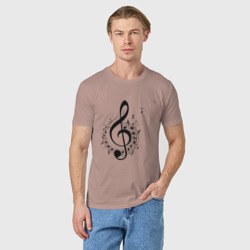 Мужская футболка хлопок Скрипичный ключ ноты по кругу - фото 2