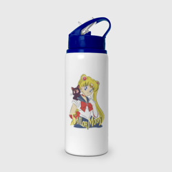 Бутылка для воды с трубочкой Sailor Moon & Luna
