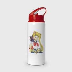 Бутылка для воды с трубочкой Sailor Moon & Luna