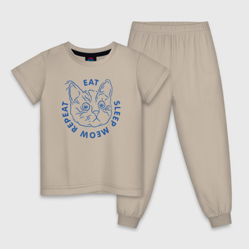 Детская пижама хлопок Eat, sleep, meow Фото 01 Детская пижама хлопок Eat, sleep, meow Фото 01