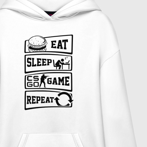 Худи SuperOversize хлопок Eat Sleep CS GO repeat - фото 3