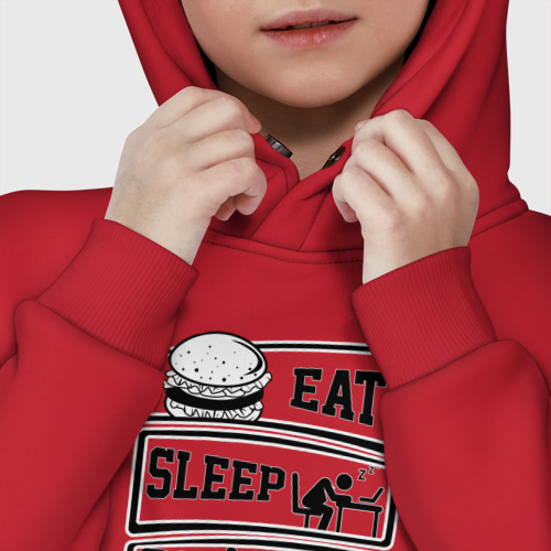 Детское худи Oversize хлопок Eat Sleep CS GO repeat, цвет красный - фото 7