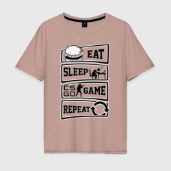 Мужская футболка хлопок Oversize Eat Sleep CS GO repeat